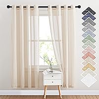 Vista 123 de NICETOWN Cortinas semitraslúcidas con textura de lino, con ojales, tratamiento de ventanas, cortinas verticales de lino con filtro de luz para sala