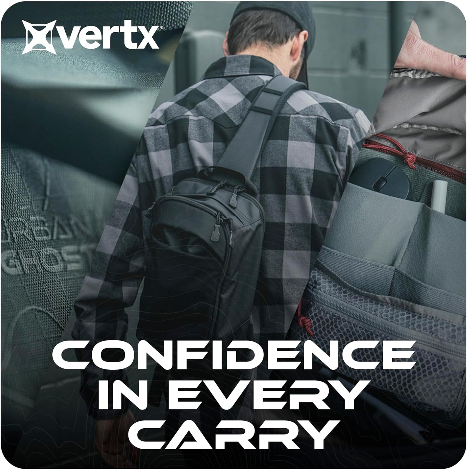Vertx Urban Ghost Tactical Sling Bag (10L) – Durable Ripstop CCW Carry Pack with Rapid Access Tab, Lockable Zippers, It's Black - One Size