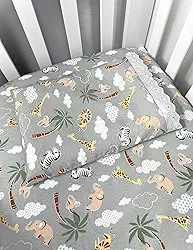 Jogo de Lençol 02 Peças Berço Americano 100% Algodão Estampado ou Liso (Safari Cinza)