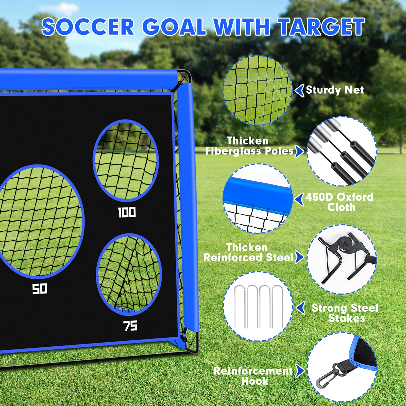 Portería de Fútbol 2 en 1 Pop Up para Niños con Bolsa de Transporte, Entrenamiento de Fútbol Interior y Exterior