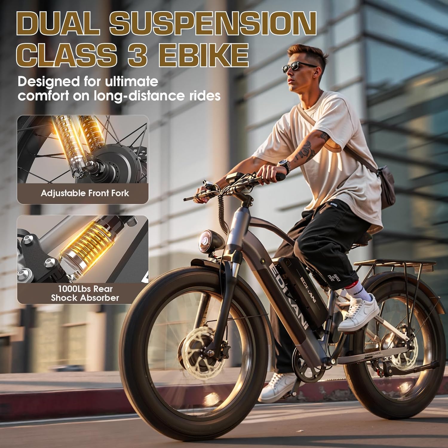 EDIKANI TOP-D80 Electric Bike for Adults, Max 160 Miles 1976WH Dual Battery Fat Tire Ebike, 48MPH Peak 5000W Dual Motor E Bike for Adults Electric, 26" Commuter Electric Bicycle with Full Suspensions