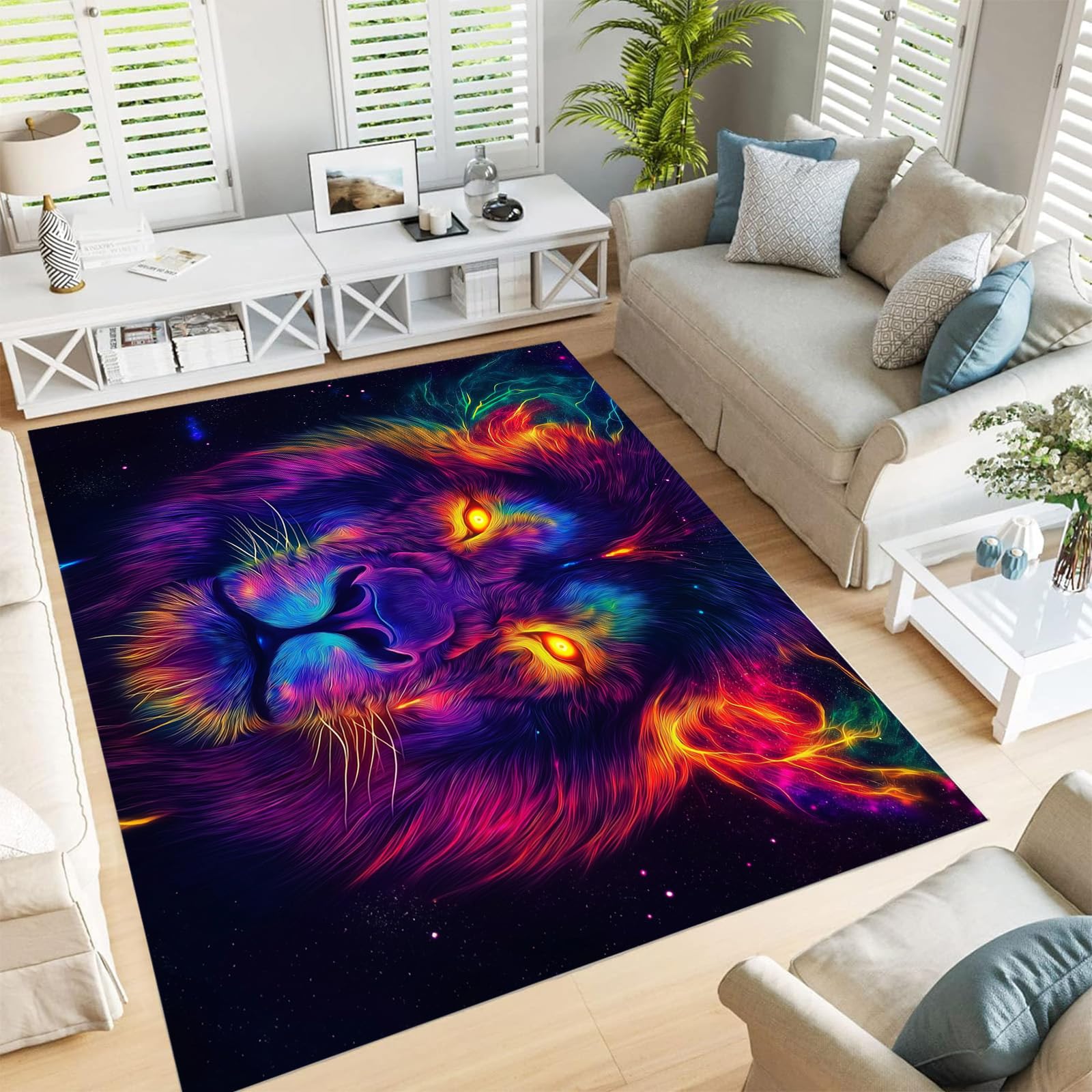 Tapis de lion fantastique orange 60x90cm lavable pour chambre