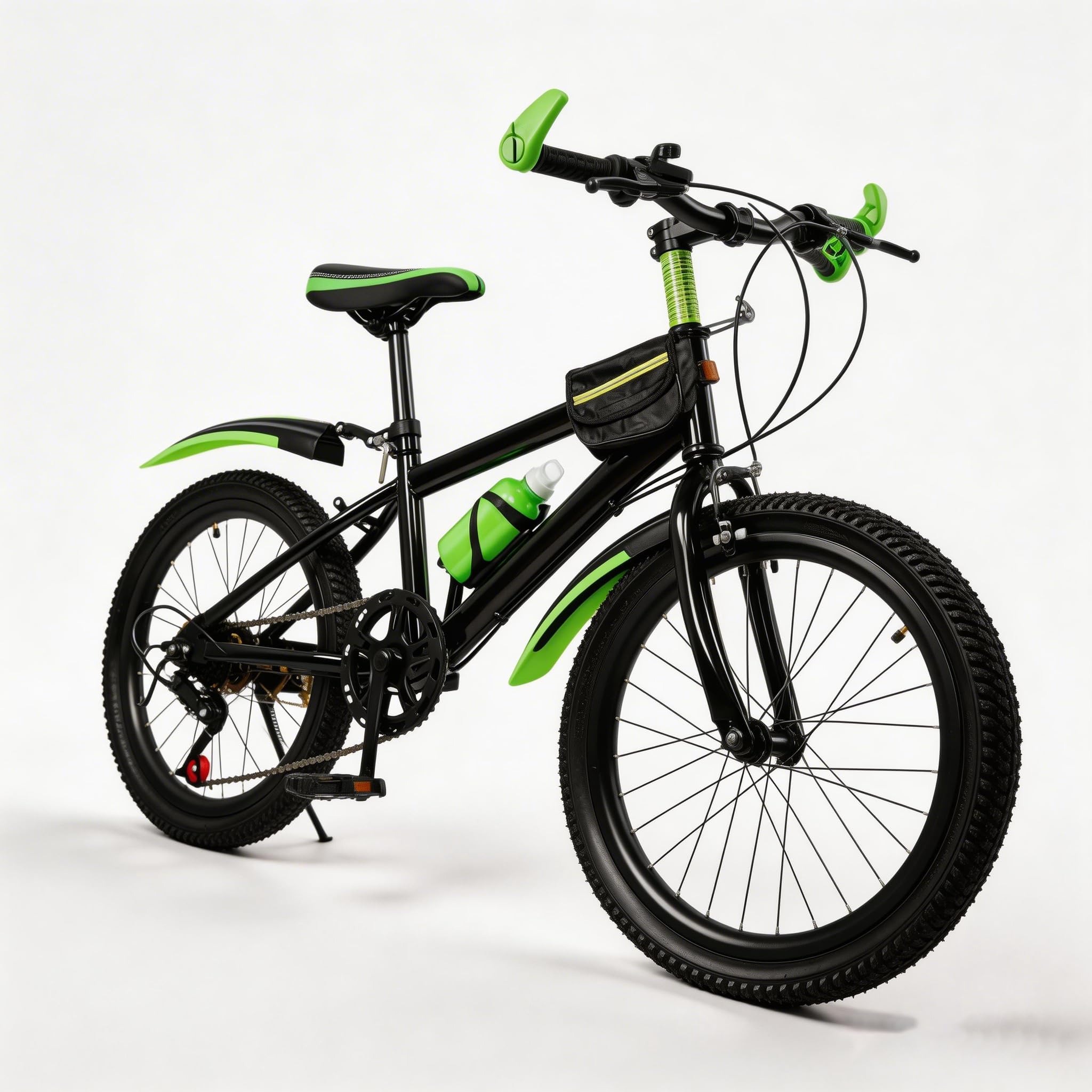 Mountainbike Kinderfahrrad 20 Zoll, 7-Gang-Schaltung | Scheibenbremse & Federgabel, für Kinder ab 6-13 Jahren, mit Schutzblech, Wasserflasche & Kompassglocke, 20 Zoll Fahrrad Junge