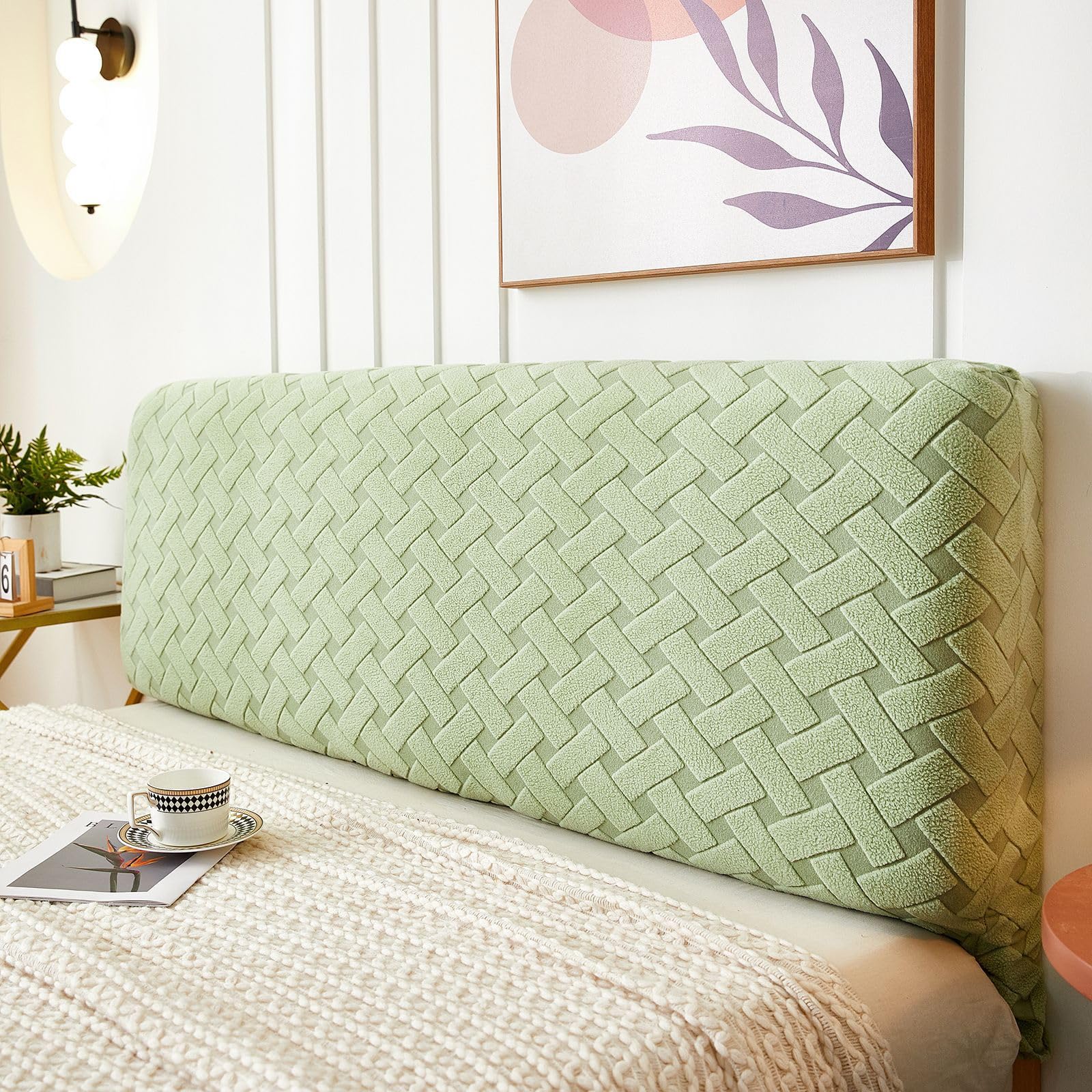 1 funda decorativa para cabecero, funda protectora para respaldo de cama, simple para todas las estaciones, universal, lavable, 150 cm de largo (verde)