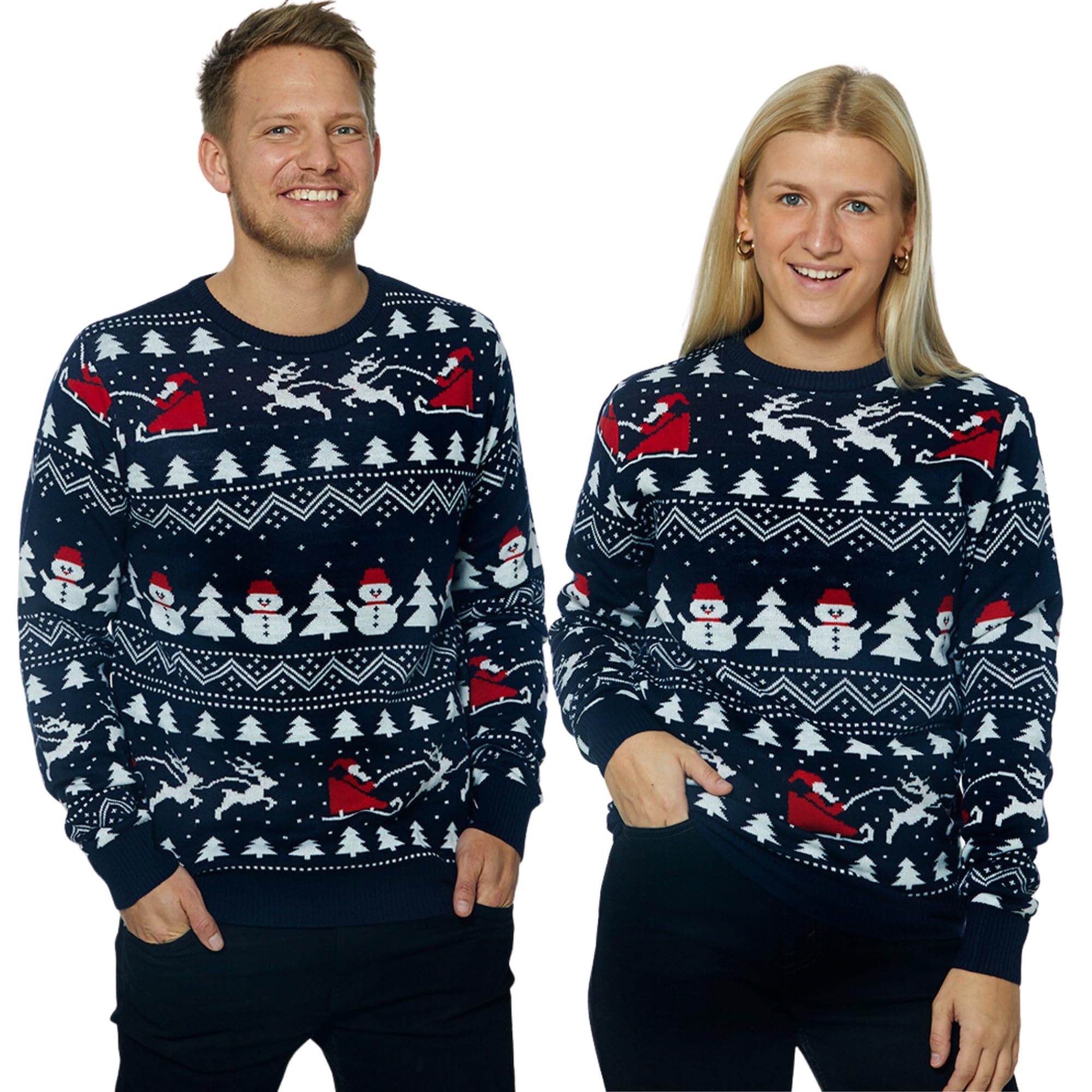 Weihnachtspullover Damen und Herren | Ugly Christmas Sweater | Unisex Hässliche Weihnachtspullover mit Rundhalsausschnit | Lustig Weihnachtspullover Familie Set