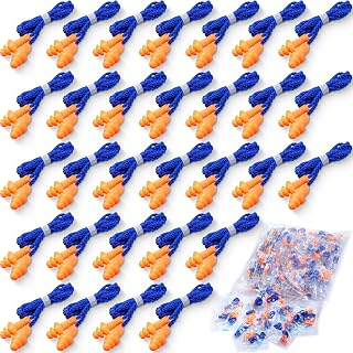 Tondiamo 200 Pairs Reusable Silicone Earplugs with Cord - Noise Cancelling for Sleep, Work, Shooting, Swimming (Blue/Orange)