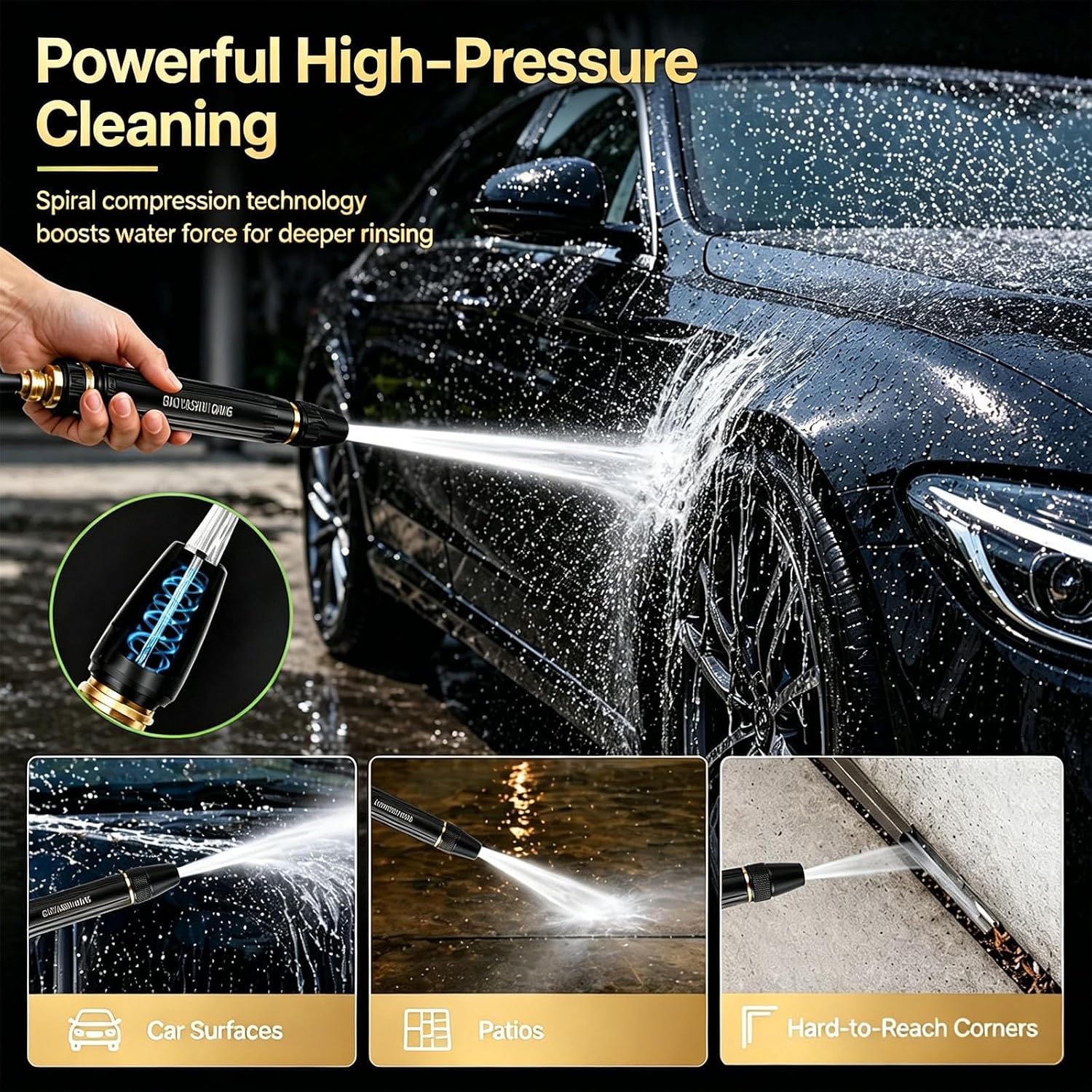 2027 New Home High-Pressure Car Wash Water Gun, High Pressure Hose Nozzle with Adjustable Spray Patterns, Durable Metal Nozzle for Garden, Patio & Car Washes, 2 Pack
