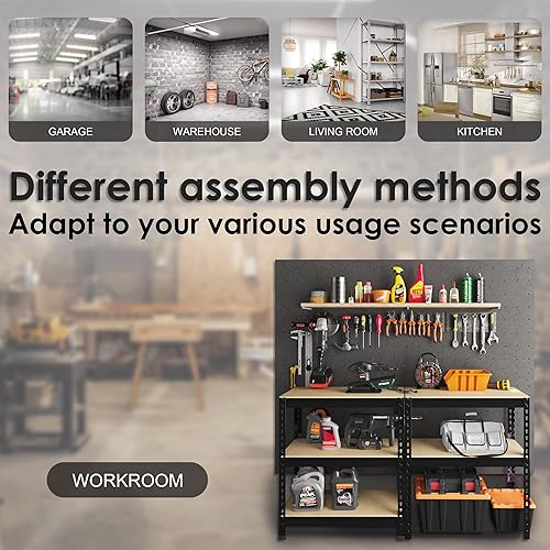 Miniatura 6 de Prilinex Estantes de almacenamiento resistentes  Estantería de metal ajustable de 5 niveles para garaje estantes de pie para despensa almacén cocina