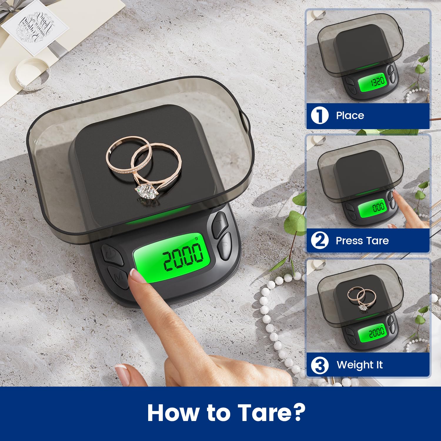 1000 g/0,01 g bilancia di precisione per monete e oro, bilancia digitale multifunzione mini con calibrazione e funzione di tara, 7 unità di misura, bilancia per grammi, bilancia per oro