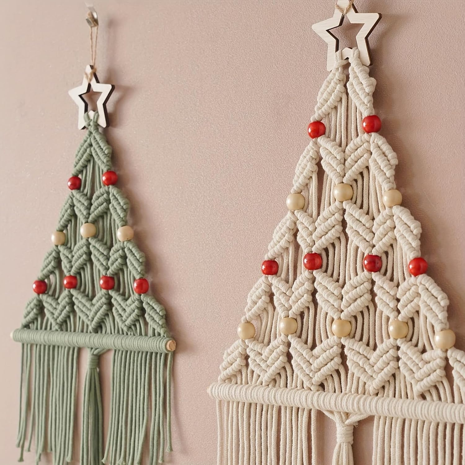 2pcs Woven Christmas Tree DIY Kit, for Beginners Woven Wall Hanging, Includes Patterns Tutorial, Christmas Tree Wall Decor, Handmade Christmas Decorations, Holiday Gift