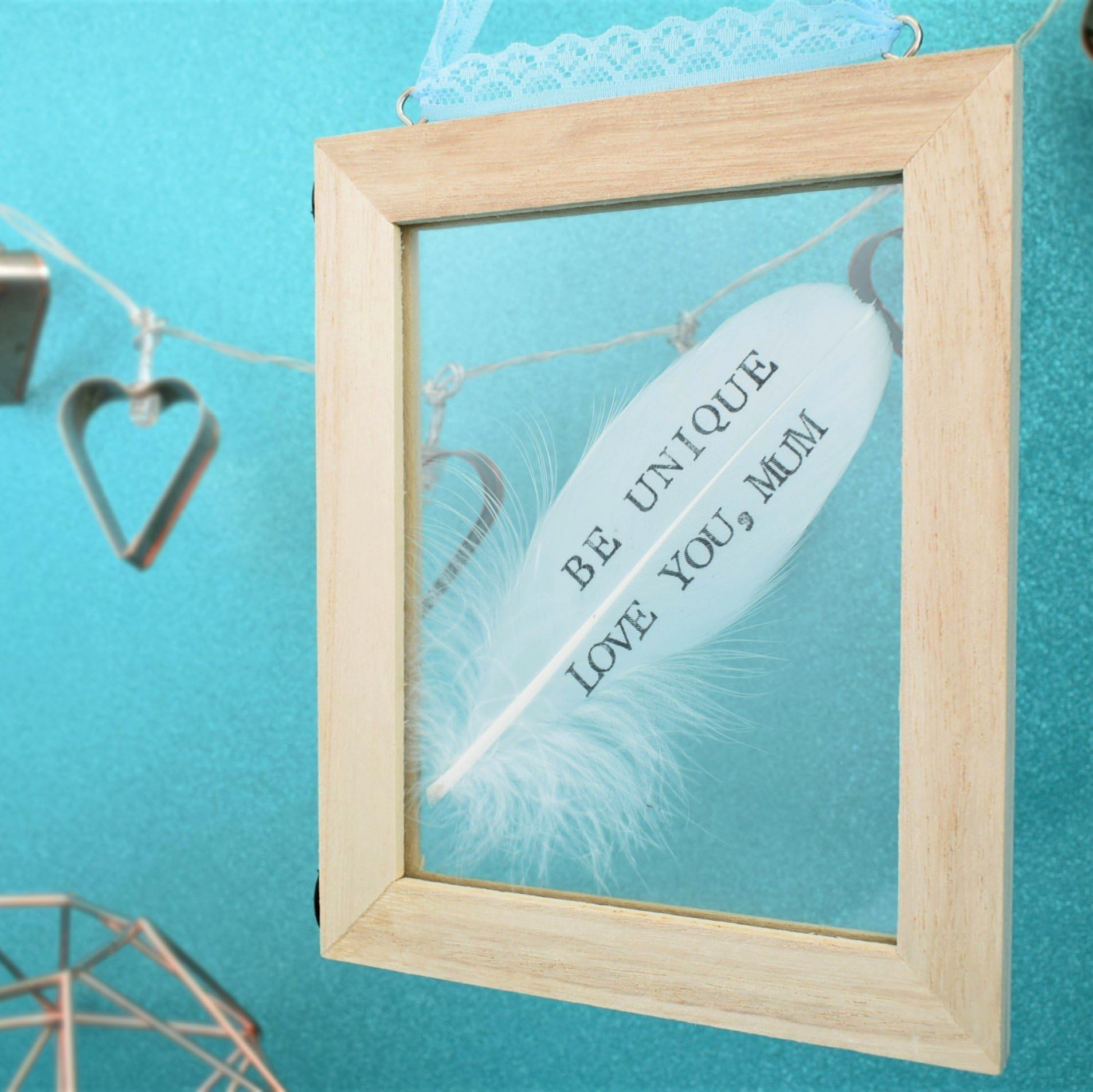 Custom Message Feather Frame Modern Boho Wall Art Hanging Plaque Spiritual Strength Hope Inspiring