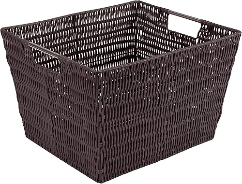 Simplify Cesta tejida grande de 15 x 13 x 10 pulgadas para almacenamiento con asas, guardería, sala de juegos, juguetes, dormitorio, armario, ropa,