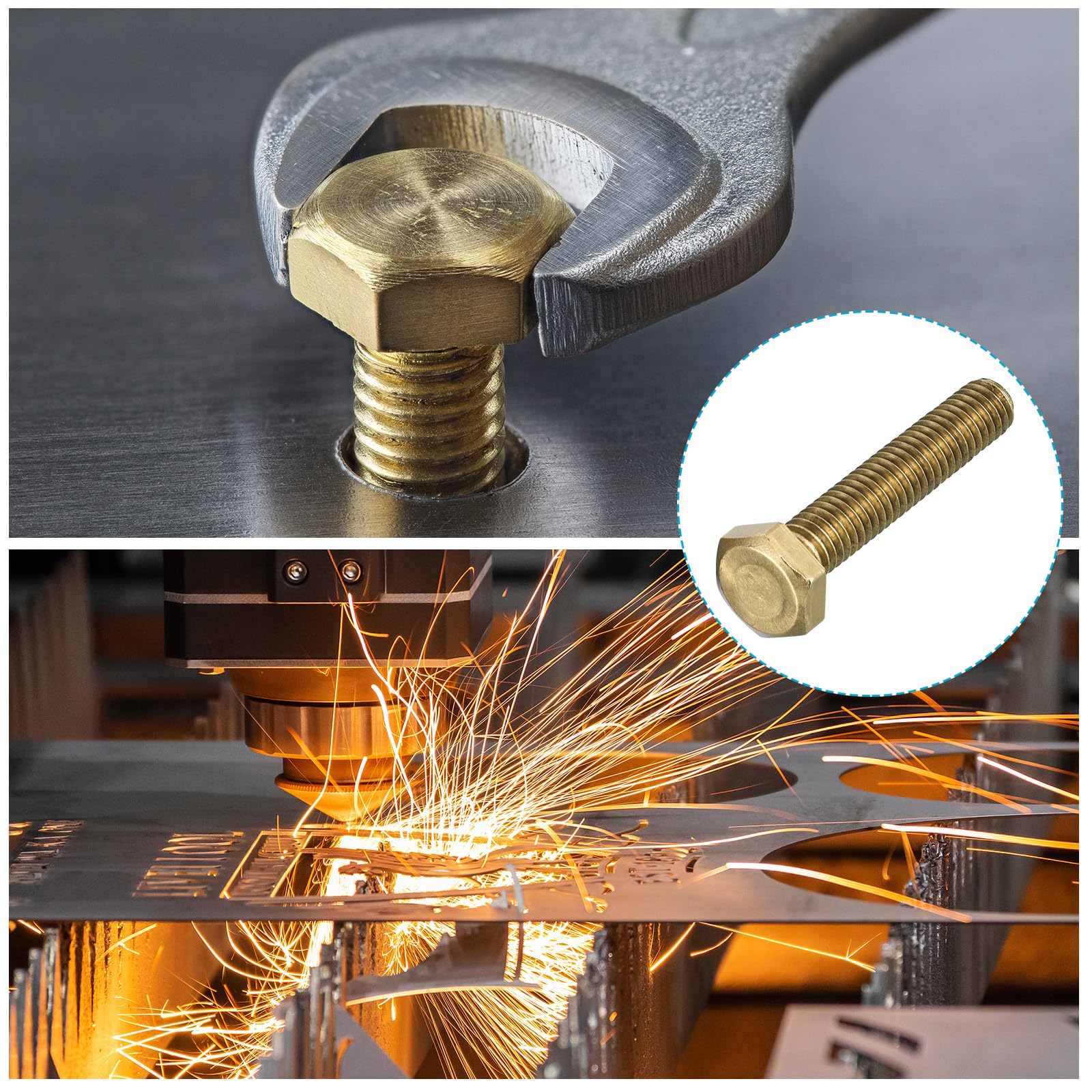METALLIXITY Hex Head Screw Bolt (M6-1x30mm) 30Pcs, Brass Fully Threaded Solid Brass Hex Bolts Machine Screws - for Machinery Repair - Image 4