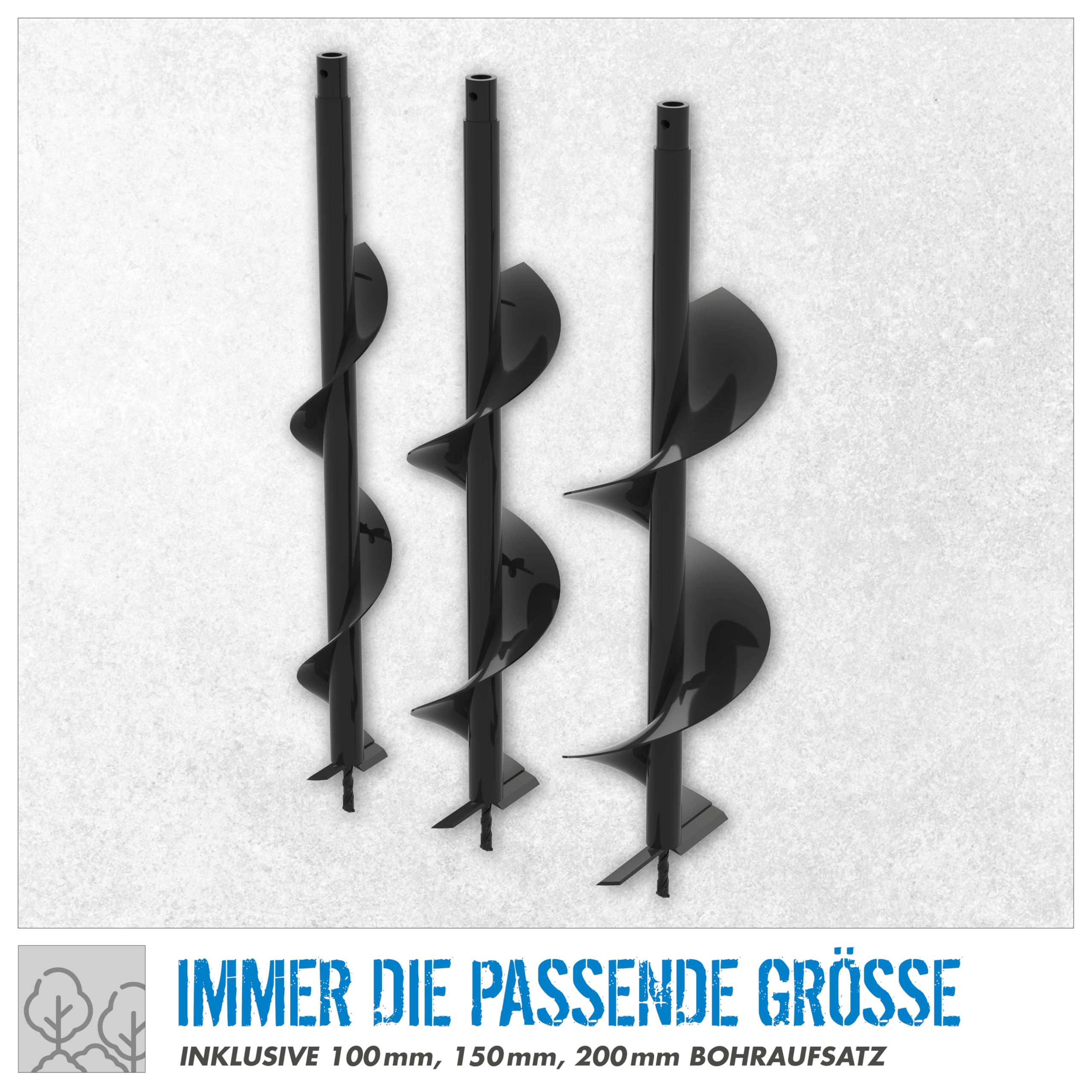 Güde GE 1450.1 Motor Erdbohrer - 2-Takt Motor, 52 Kubikzentimeter Hubraum, 1,45 Kilowatt, 2 PS, 78 Zentimeter Bohrerlänge, inklusive 3 Erdbohrer Aufsätze - 10, 15 und 20 Zentimeter Durchmesser