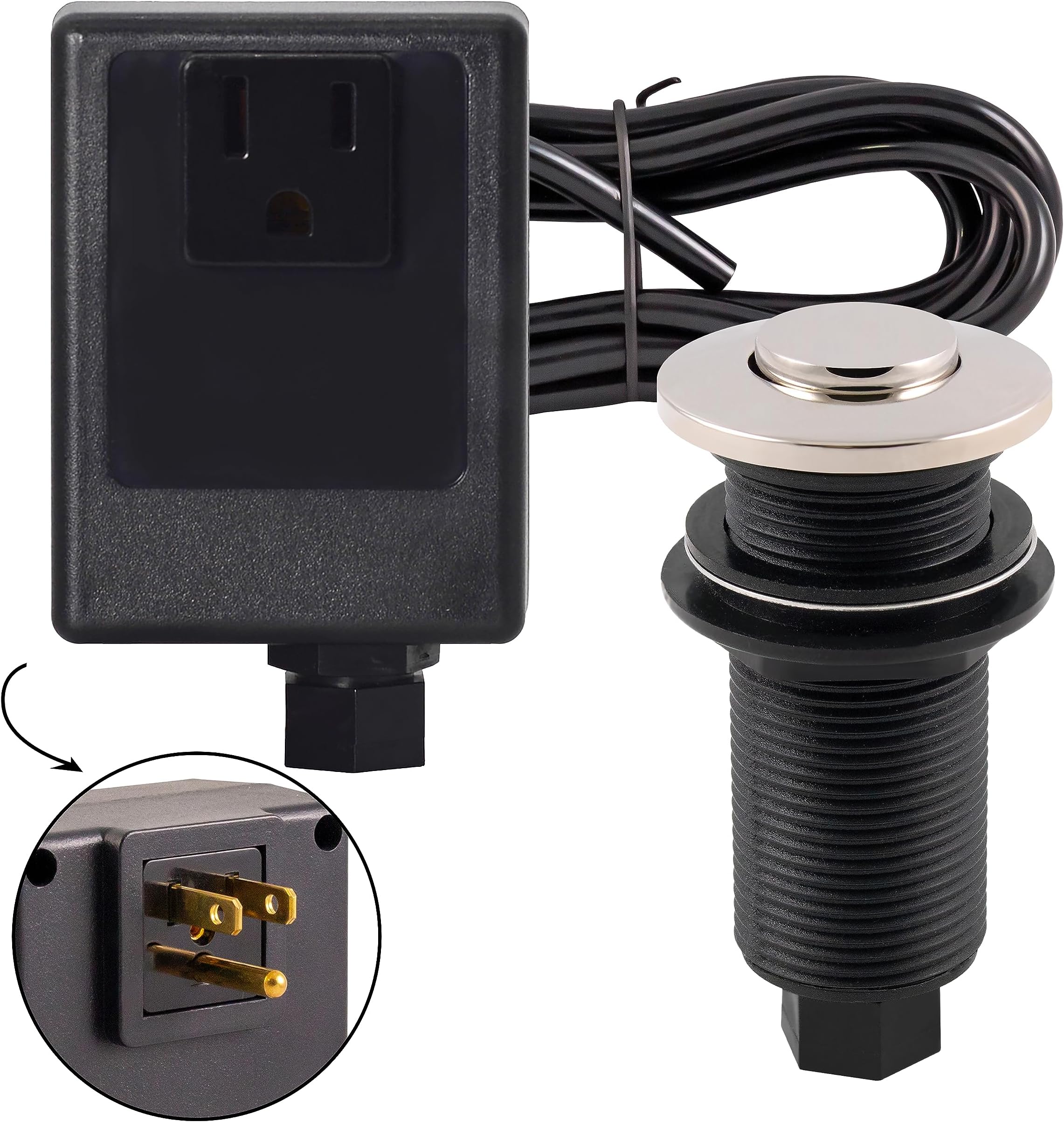 Westbrass Disposal Air Switch and Single Outlet Control Box, Polished Nickel, ASB-05