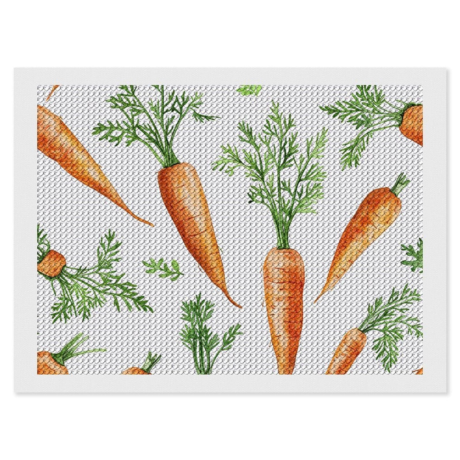 Fresh Carrot Pattern Diamond Painting Kits for Adults, DIY 5D Diamond Painting Kits for Beginners, Round Full Drill Diamond Dots Paintings, Diamonds Pictures Gem Art for Crafts Home Decor 12"x16"