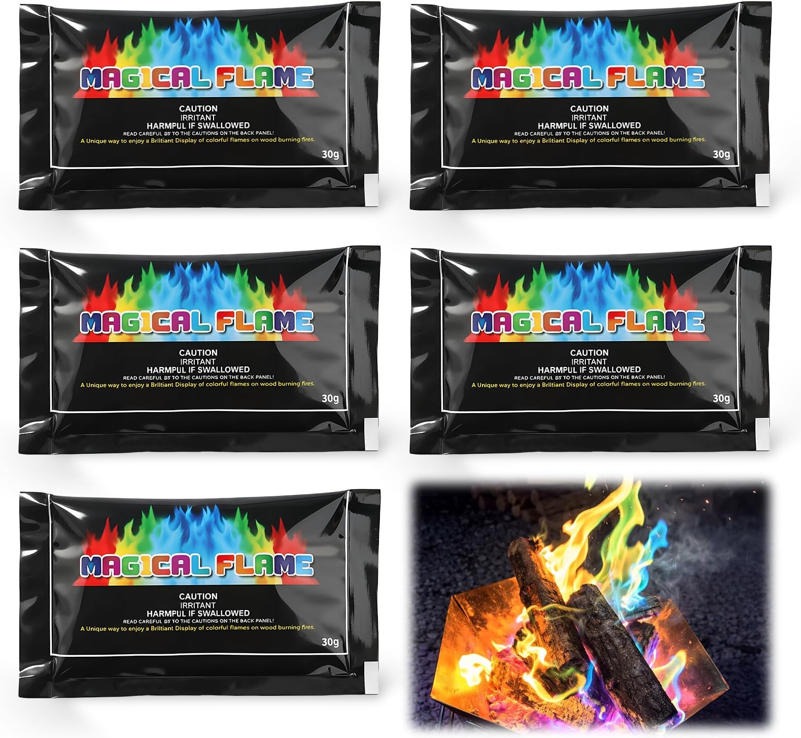 Fire Colour Changing Powder, Magical Flames Sachets, Colour Changing Fire Powder for Campfires, Fire Pits & Fireplaces, Mystical Fire Effect for Outdoor Gatherings and Parties