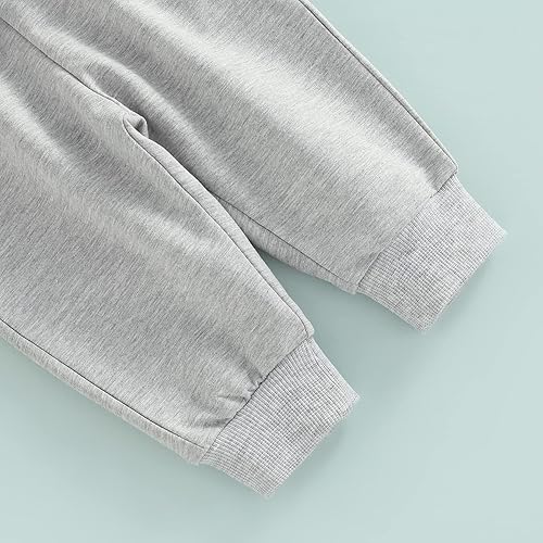 Miniatura 6 de Thorn Tree Conjunto de Pantalones para Bebés y Niños, Sudadera con Capucha Sólida con Bolsillo Superior, Pantalones de Cintura Elástica, 2 Piezas