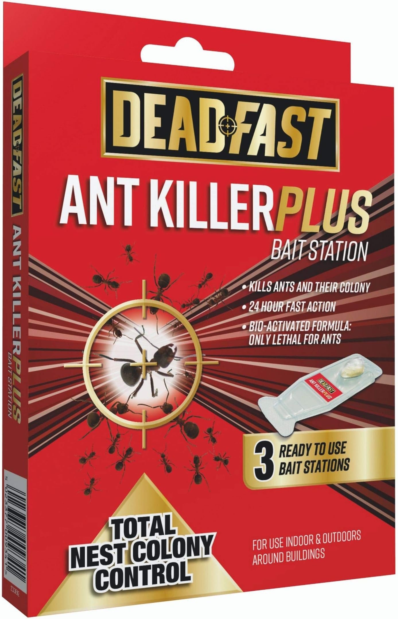 Deadfast 20300502 Ant Killer Plus Bait Station 3 x 4g, Natural