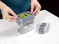 Vista 6 de Kitchen Spaces Cubo apilable de almacenamiento de alimentos con colador pequeño, color gris