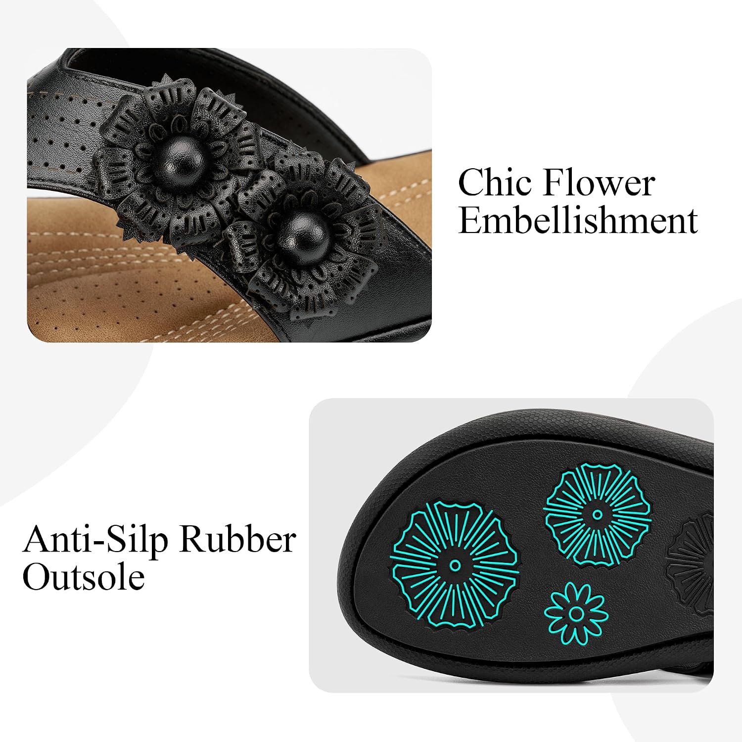 Alicegana Sandals Women Slides Dressy: Comfortable Summer Flats with Floral image 5