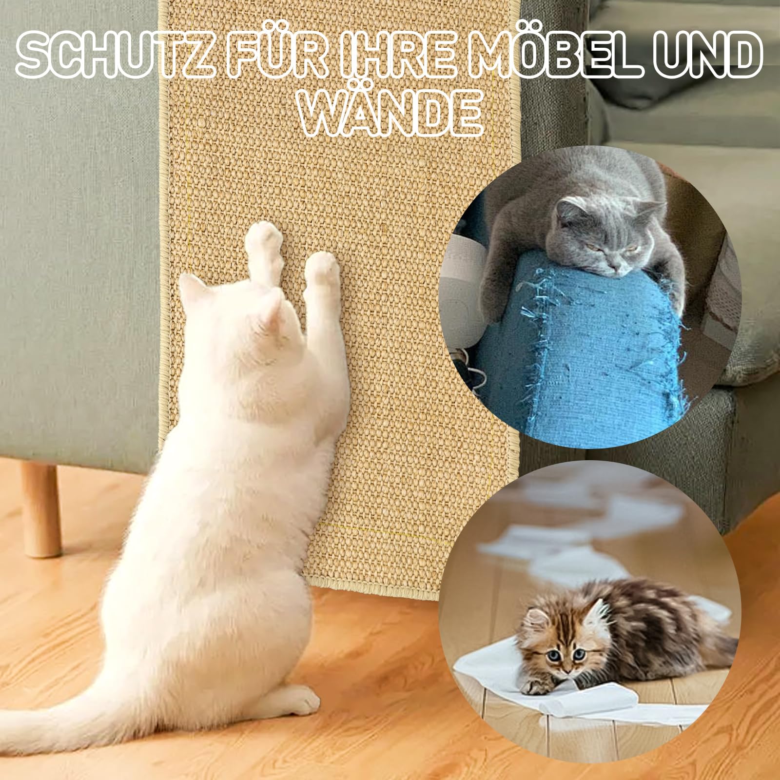 Krabmat Voor Katten, Zelfklevende Krabplank Kat, Krabwand Voor Katten, Doe-het-zelf Trimbaar Krabtapijt, Muur, Beschermt Tapijten, Bank, Meubelbescherming (Color : Khaki, Size : 40 * 100 cm