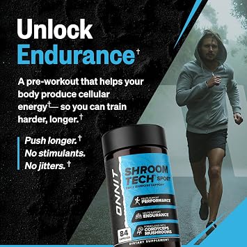 ONNIT Shroom Tech Sport Caffeine-Free Cordyceps Pre-Workout, 28 Count