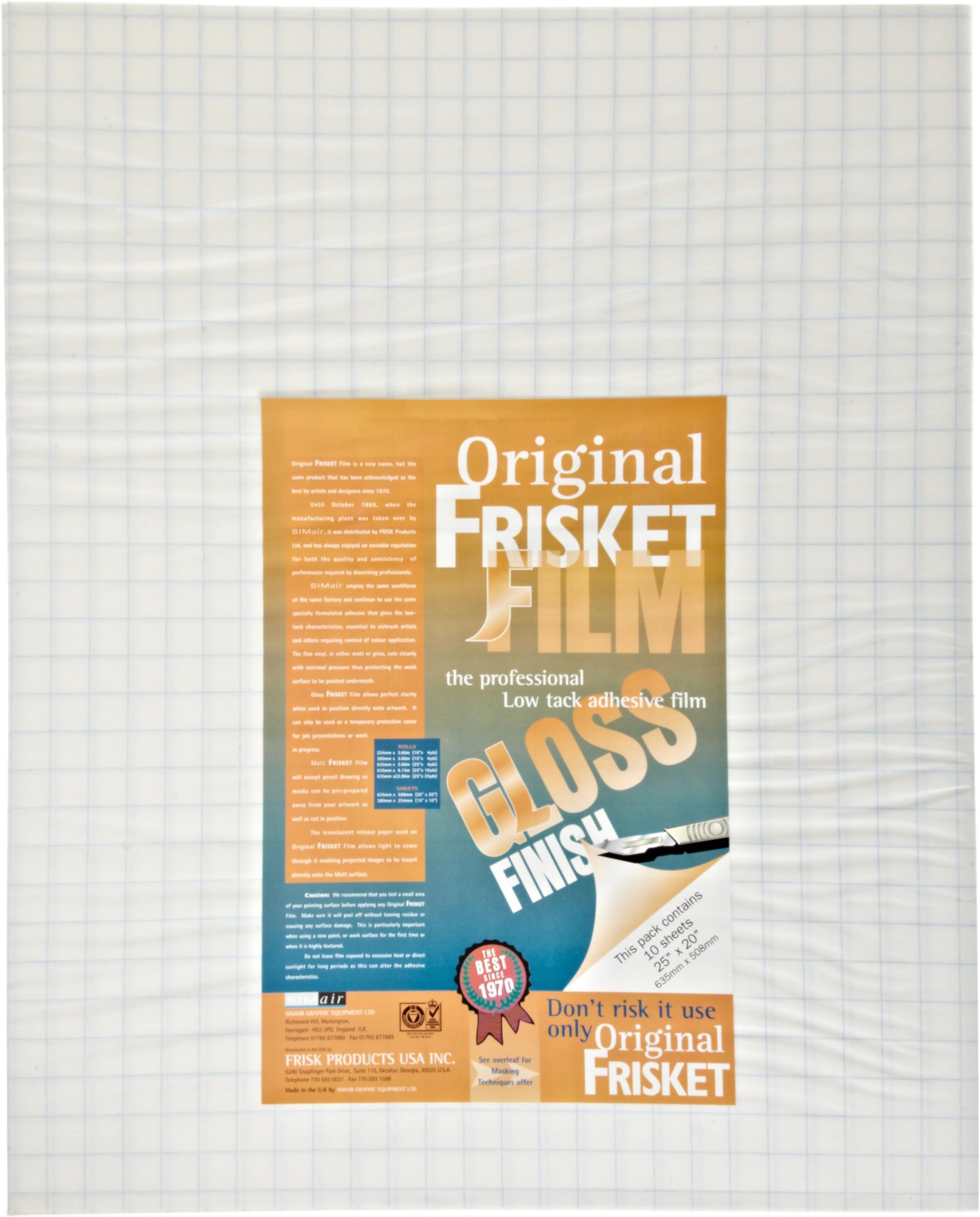 Original Frisket 25-Inch by 20-Inch Gloss Masking Film Sheets, 10-Pack