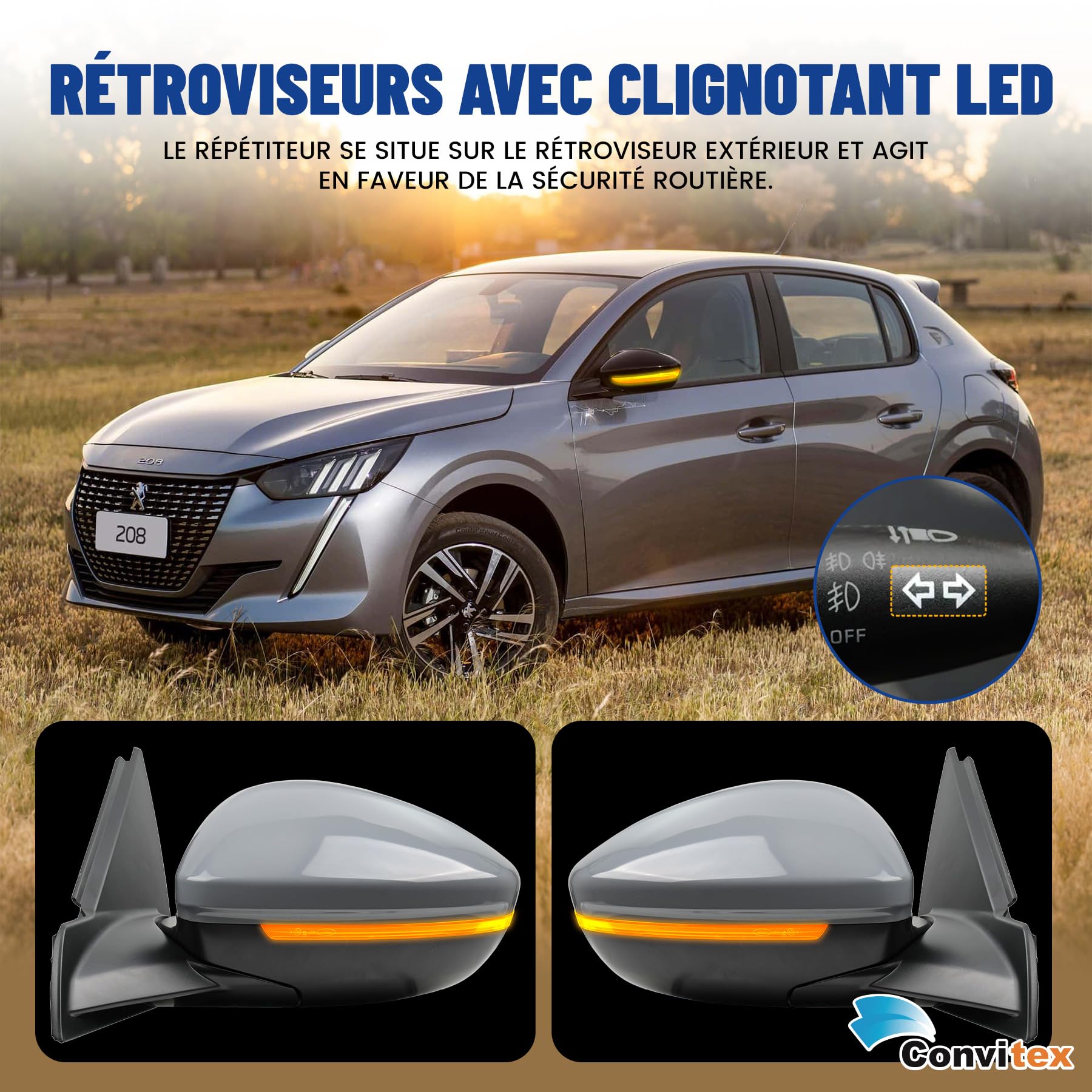 Specchio Sinistro Elettrico per Peugeot 208 ii 2019-2025，Specchietto SX per Opel Corsa F 2019-2025, per YPSILON (L21) 2024 2025