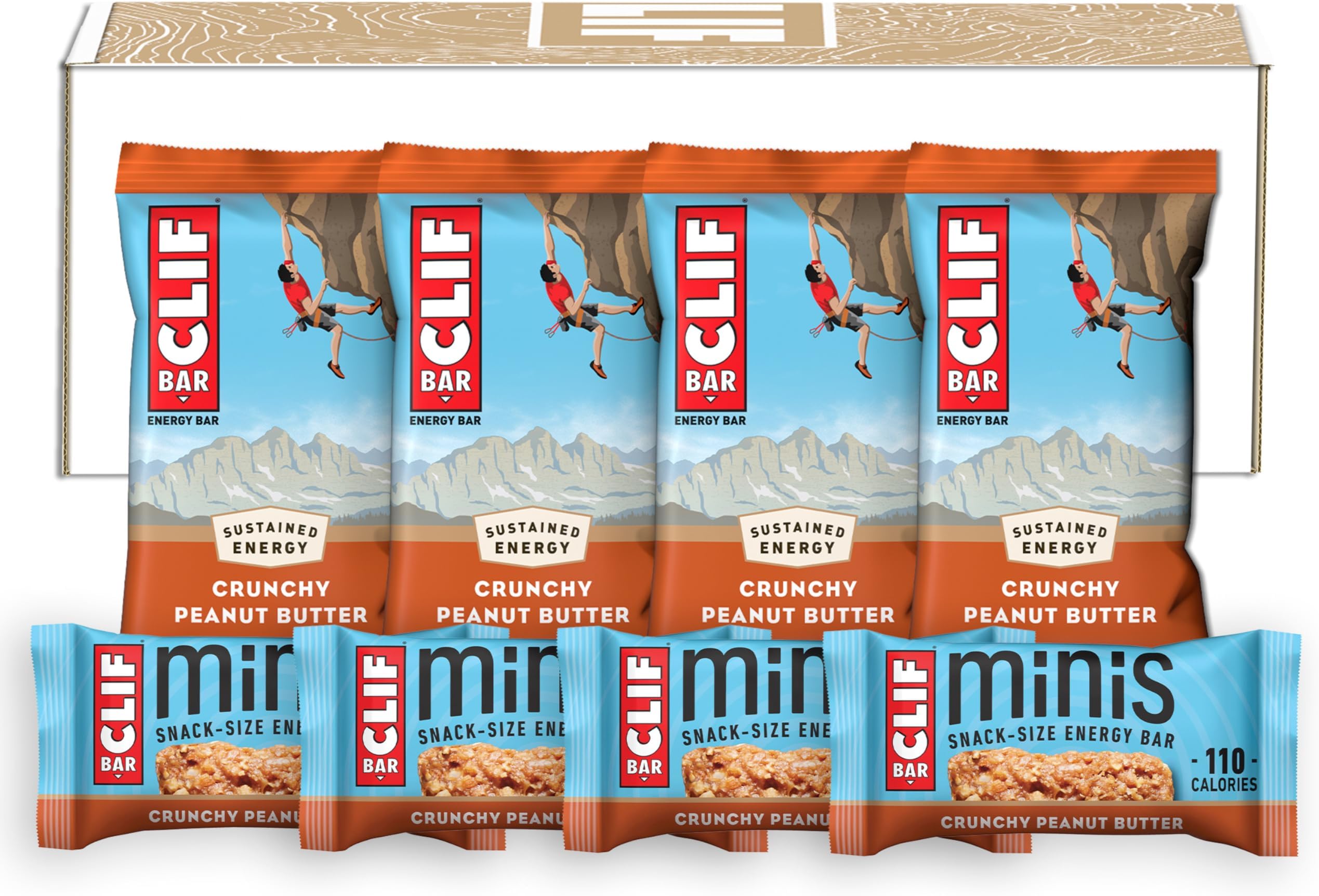 Crunchy Peanut Butter - Full Size and Mini Energy Bars - Made with Organic Oats - Non-GMO - Plant Based - 2.4 oz. and 0.99 oz. (20 Count)