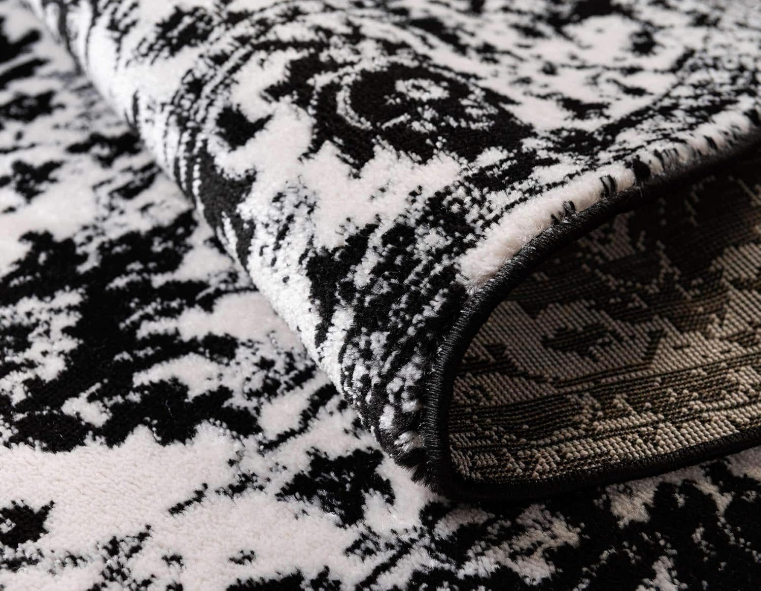 Unique Loom Portland Collection Bohemian Vintage Inspired Tone-on-Tone Design Area Rug (2' 2 x 8' 0 Runner, White/ Black)