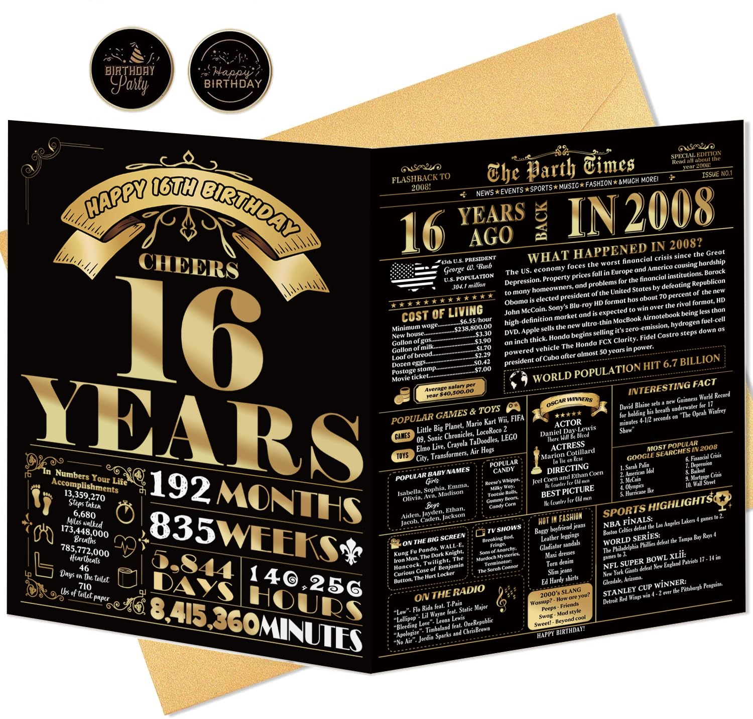 Ouligay Tarjeta De Felicitación De Feliz Cumpleaños Número 16 3D, Maravillosa Tarjeta De Cumpleanos De 16 Anos Regalo Para Amigos Hombres Mujeres