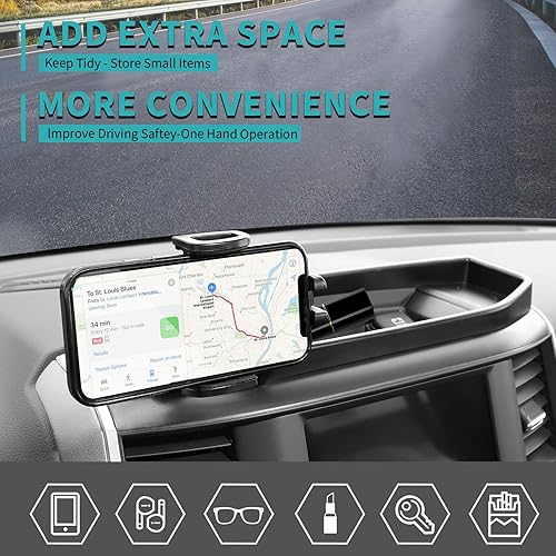 Miniatura 6 de Soporte de teléfono para tablero de montaje múltiple con barra de metal para Dodge RAM 2018-2023 (para pantalla de 8.4 pulgadas), bandeja de