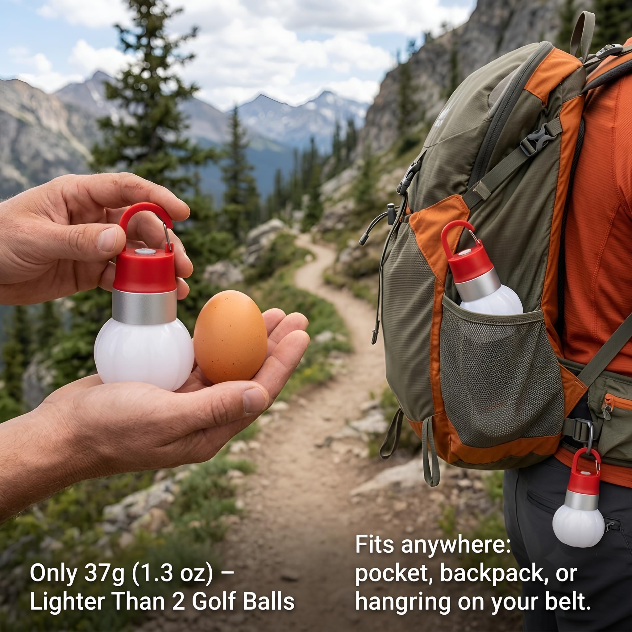 POCKETMAN Lanterna da campeggio ricaricabile a LED, 6 colori, USB-C | Confezione da 6 pezzi, 6 colori, 37 g ultra leggero, 10 modalità, RGB, IPX4 impermeabile, filo per bottiglia, gancio, USB-C