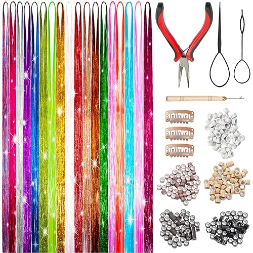 Hair Tinsel - 18 Colors Fairy Hair Tinsel Kit for