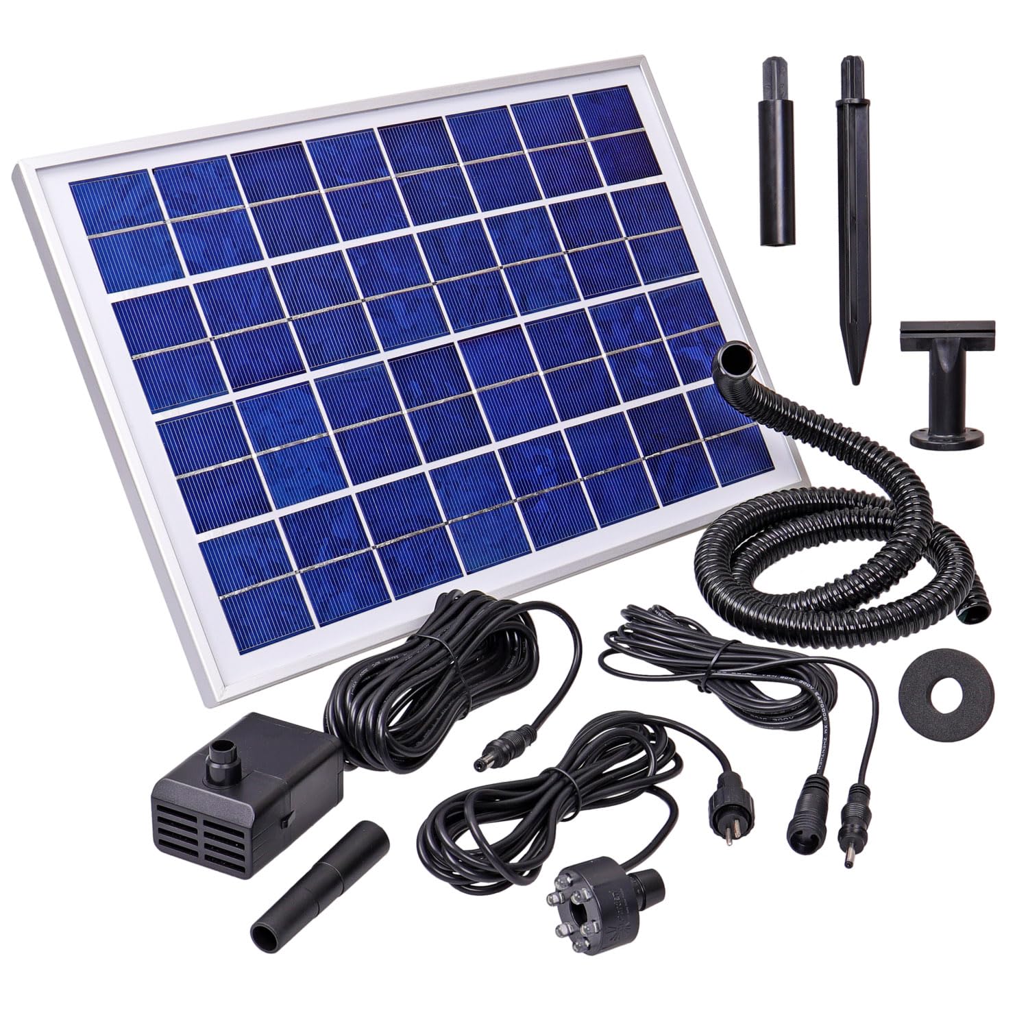 CLGarden Solar Springbrunnenpumpe NASP4-S Set mit Akku LED Beleuchtung Schlauch Pumpe für Springbrunnen Quellstein Garten Brunnen 500 l/h 12V