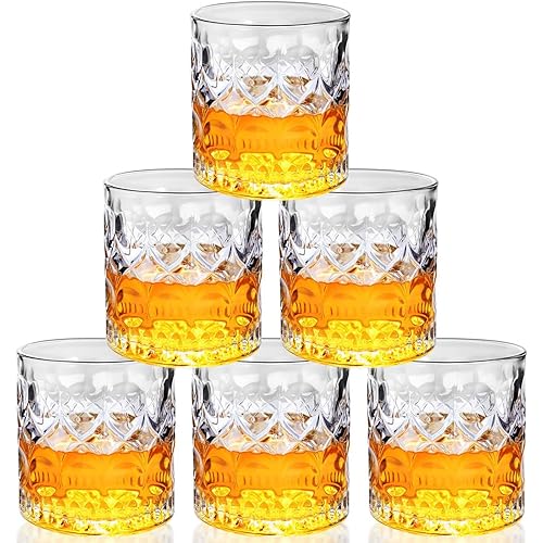 WSSROGY 6 Pack Old Fashioned Whiskey Glasses, 10oz Clear Rocks Glasses Lead-Free Crystal Glass For Drinking Bourbon, Scotch, Cocktails