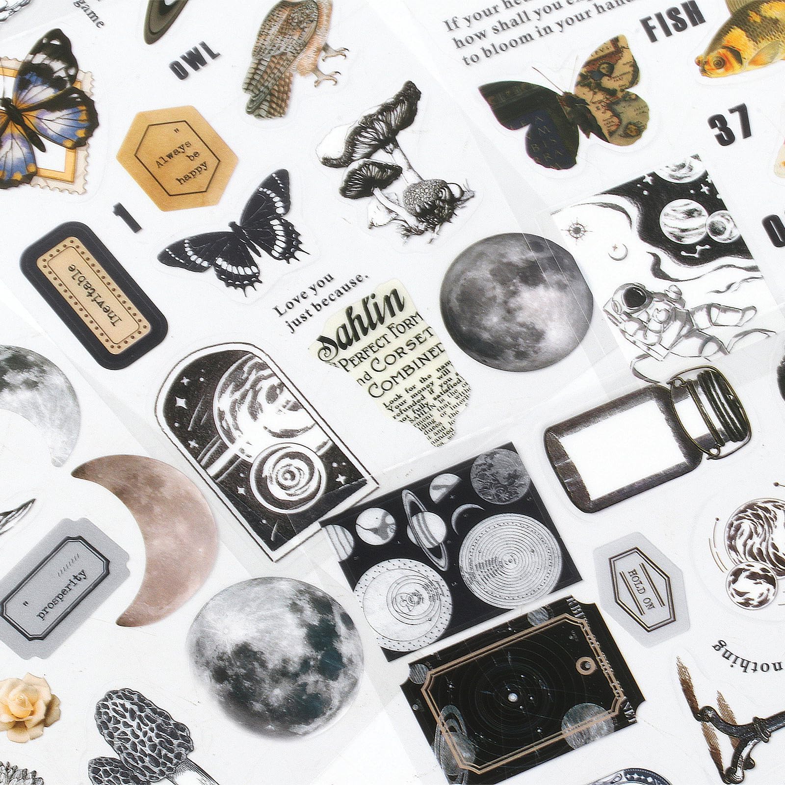 Scrapbook Stickers, 20 Pages Moon and Planet Scrapbook Accessories for DIY Journal Paper Notebook Adults and Journaling Supplies - Image 2