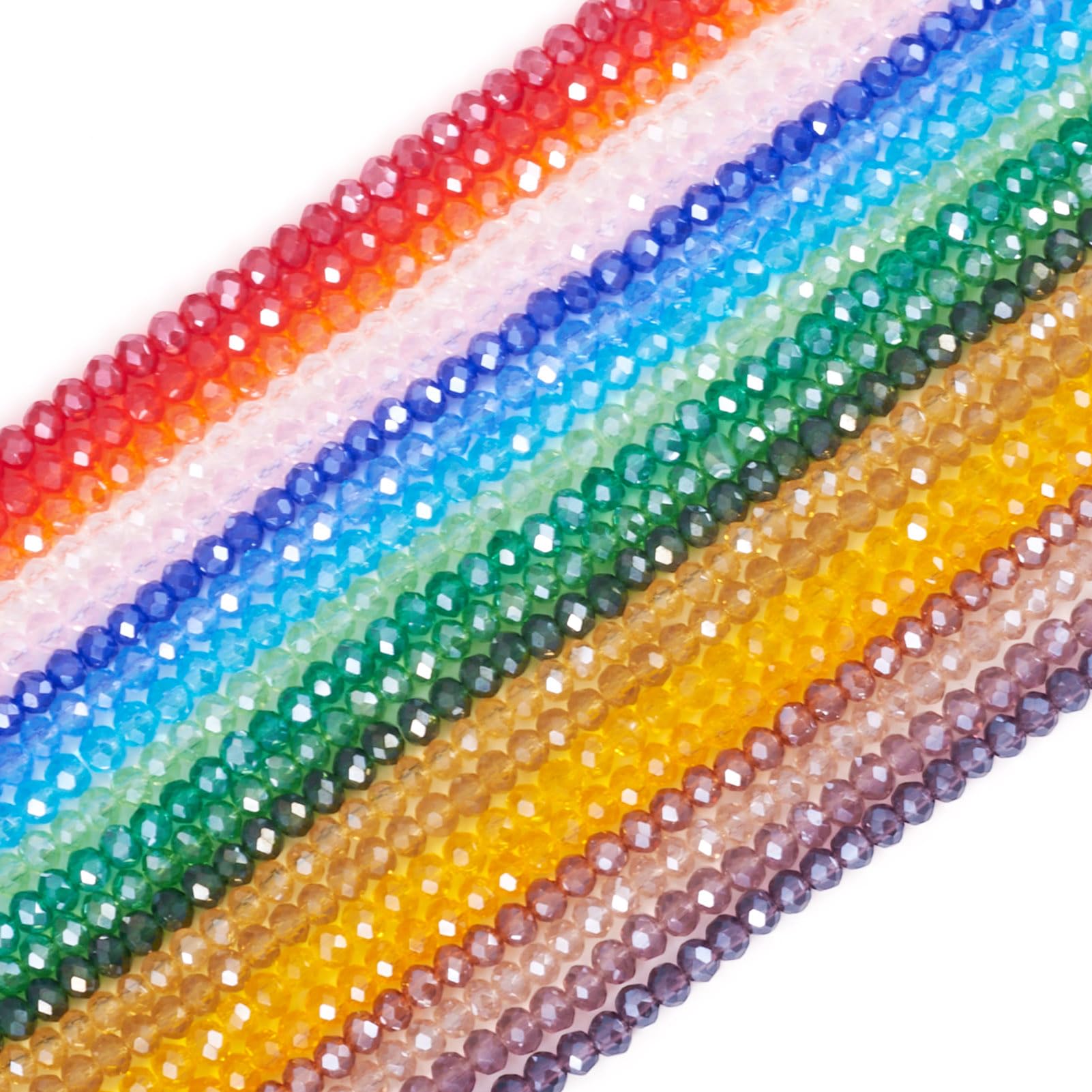 Bestewelry 20 Strands Faceted Glass Beads 3 x 2 mm Rondelle Crystal Glass Bead Loose Spacer Beads for Bracelets Earring Jewelry Making