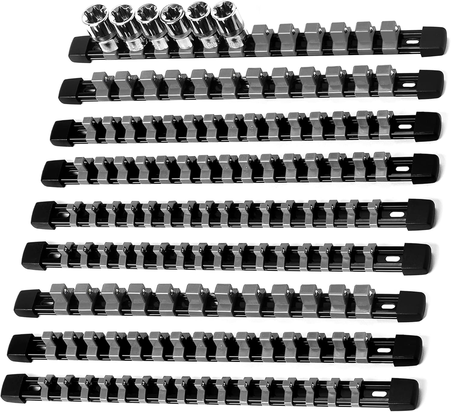 Reniteco Socket Organizer Drive ABS Tools Grey Socket Holder, Premium