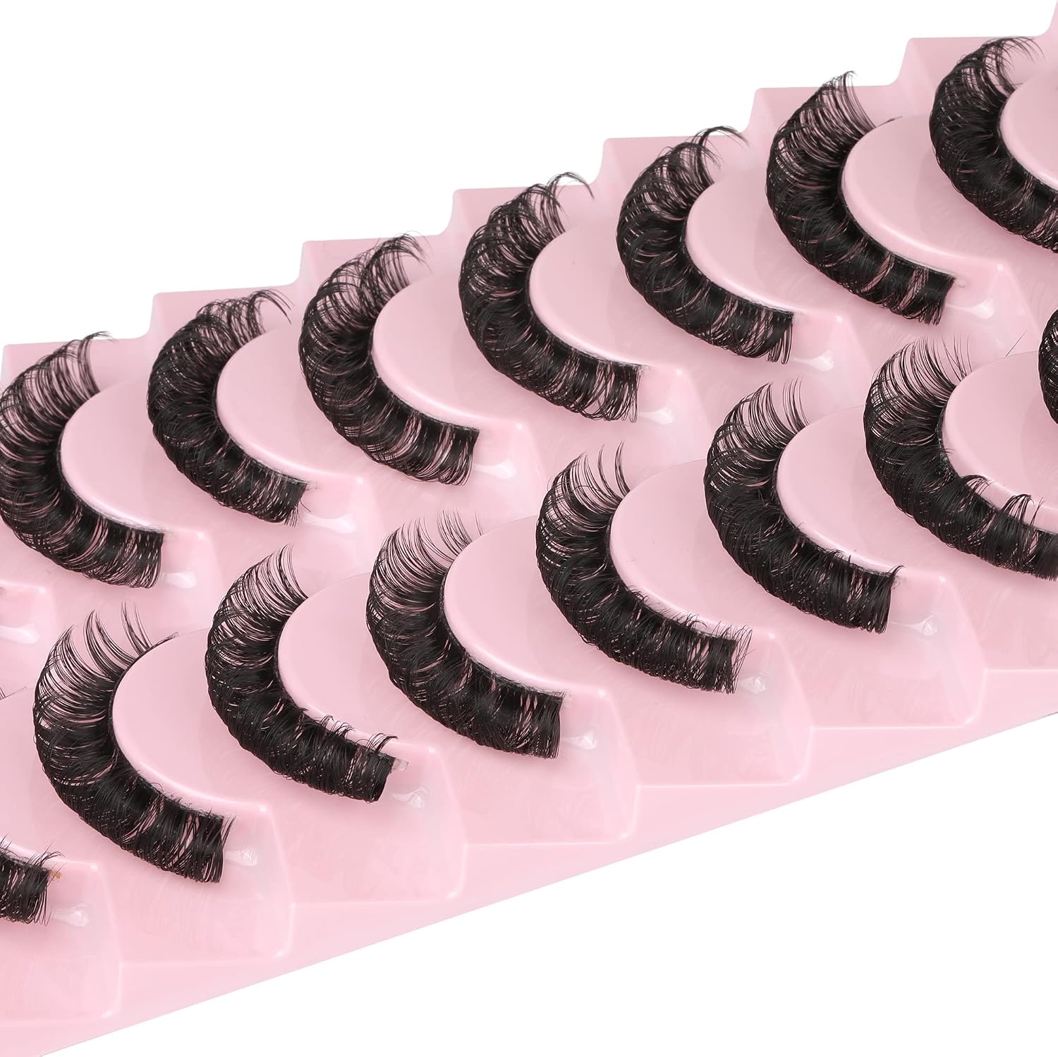 Newcally Eyelashes Russian Strip Lashes Natural Wispy Cat Eye False Eye Lashes Pack 3D Clear Band Fluffy Fake Eyelashes 10 works - Image 5