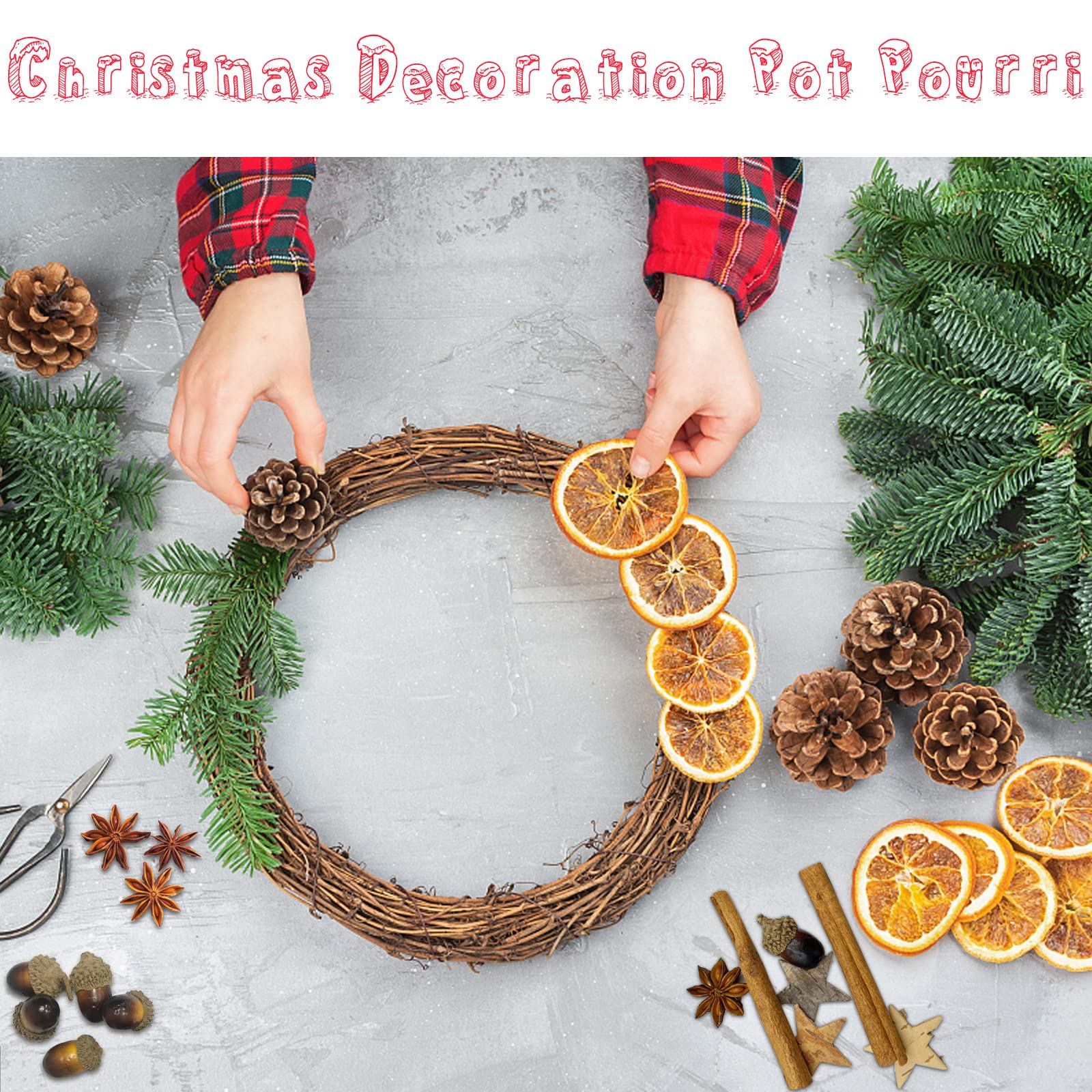 Corona Dell'Avvento Fai Da Te - 95 Pezzi Con Pino, Arancia, Anice Stellato E Decorazioni Natalizie - Foto 3