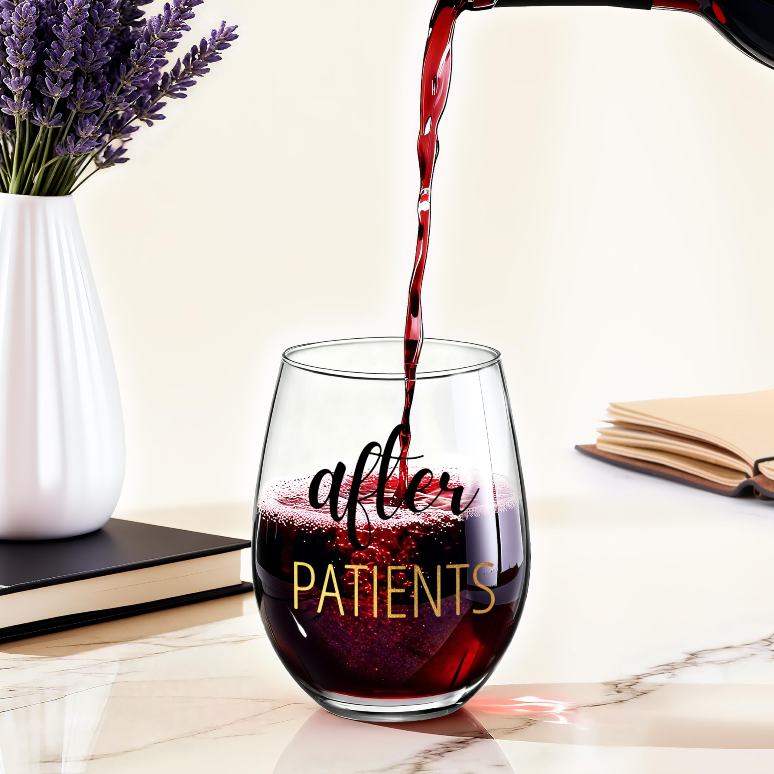 Before Patients After Patients Gift Set 11 oz Coffee Mug and 18 oz Stemless Wine Glass Set Gifts for Doctors, Nurses, Hygienists, Physician Dentist, Graduation Gifts