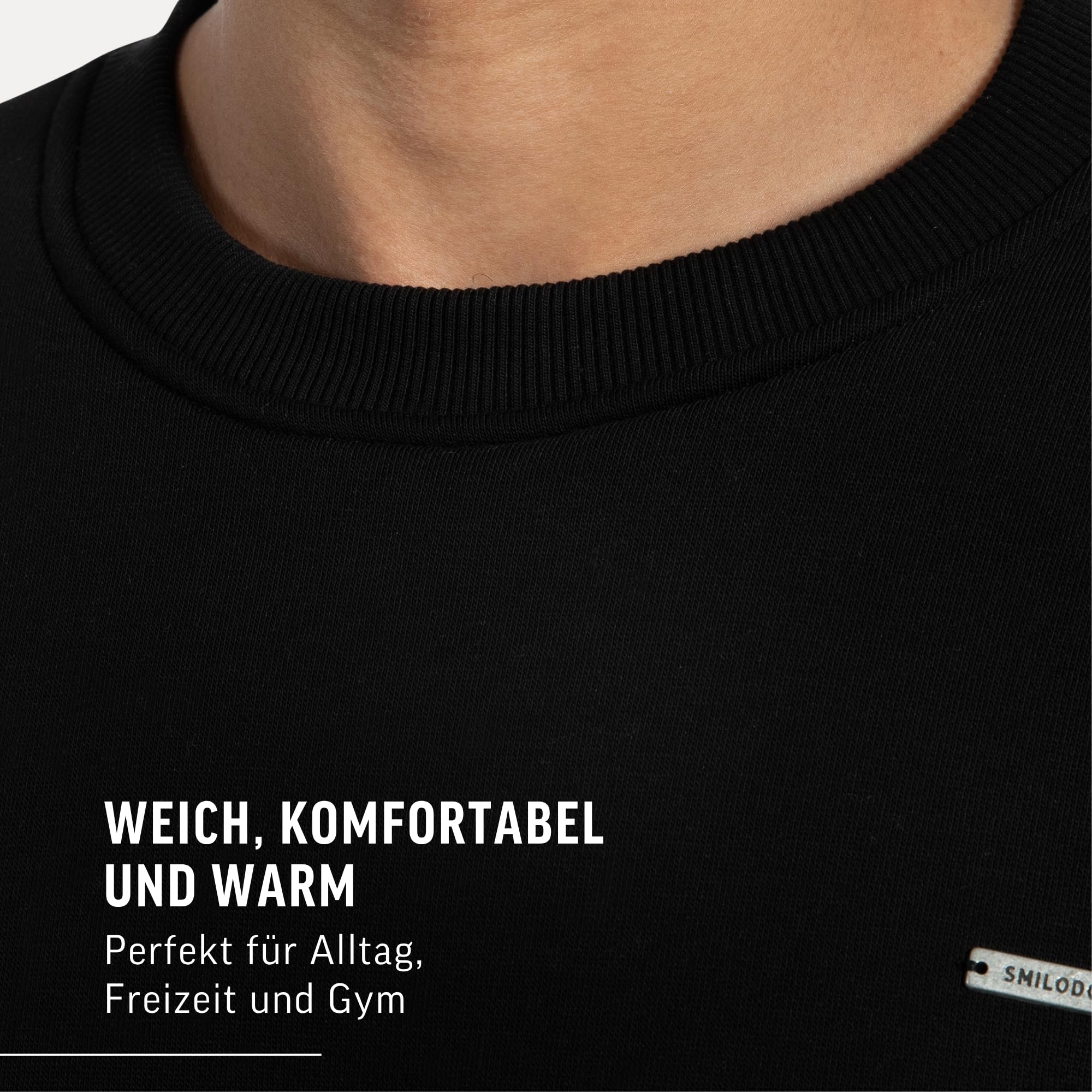 SMILODOX Sweatshirt Unisex Riven, Oversize Fit Pullover mit Graviertem Metalllabel, Langarmshirt aus weichem Material, Bequemes Tragegefühl, vielseitig kombinierbar für Alltag, Freizeit und Gym
