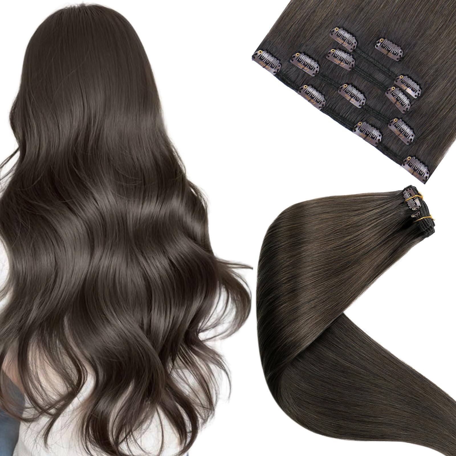 LaaVoo Extensions Echthaar Echt Haar Extension Clip Haarverlängerung Echthaar
