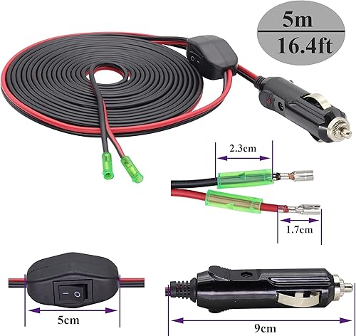 Miniatura 2 de AAOTOKK Encendedor de cigarrillos de repuesto fusionado de 12 voltios, enchufe macho con cables de 16 AWG, encendedor de cigarrillos, enchufe macho