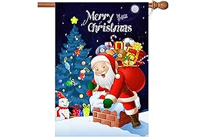 Akeydeco Double Sided Burlap Christmas Flag, 28 x 40 Inch