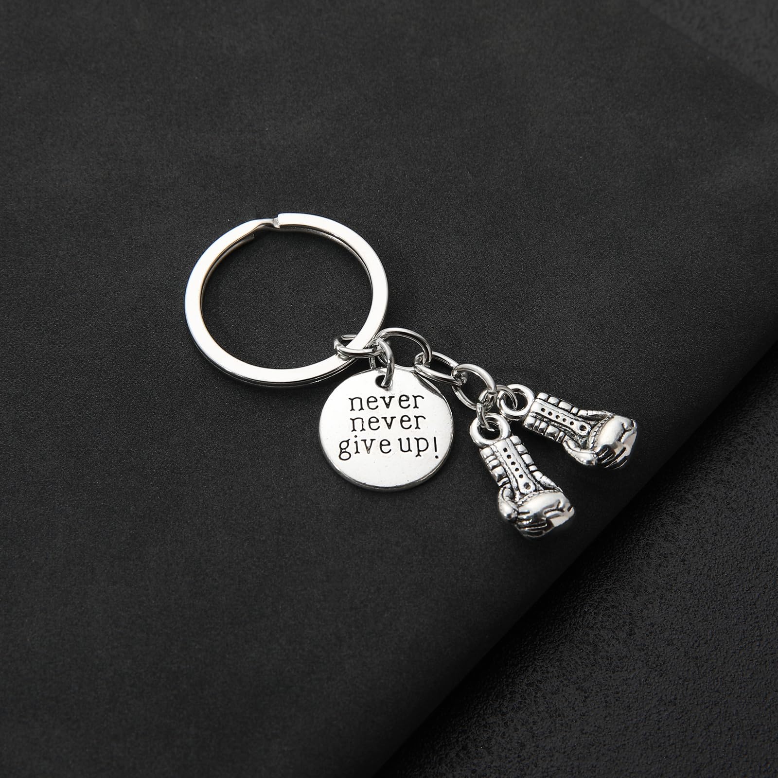 PHAETON 20PCS Never Give Up Boxing Keychain Boxing Gloves Charm Keyring Inspirational Gifts for Boxers Boxing Coach Boxing Keychain Fitness Gifts Boxer Fan GiftSport Lover