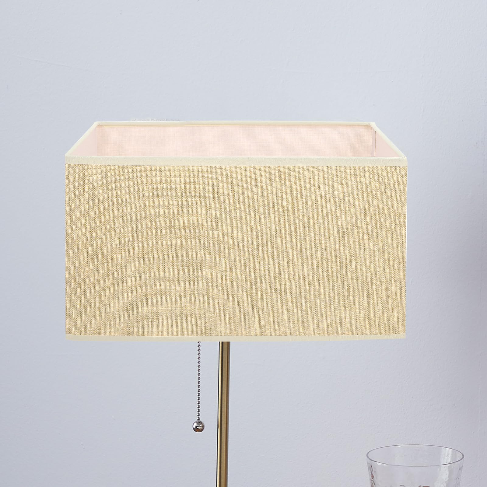 Stoff Lampenschirm E27 Rechteckiger Gelb für Tischlampe
