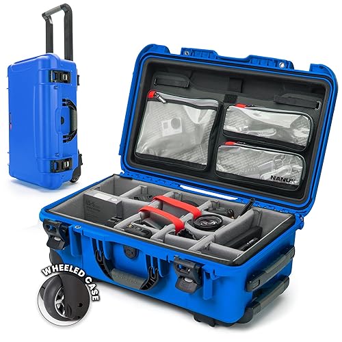 Nanuk 935 Pro Photo Kit – Waterproof Travel Camera Hard Case with Padded Dividers and Wheels, 22” x 14” x 9” - Dustproof and Impact Resistant, Airline Carry-On Approved – Blue